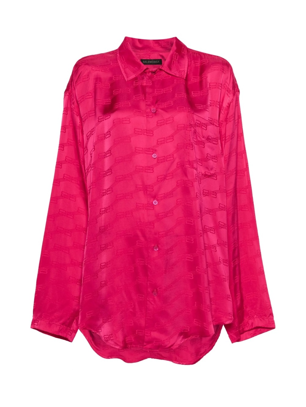 Balenciaga Jacquard Logo Satin Shirt Raspberry Pink Size 34 Rare